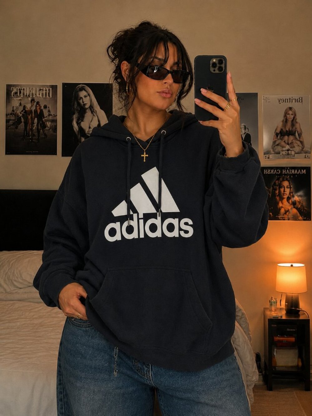 adidas Black Logo Pullover Hoodie Women's Plus Size 4X